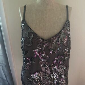 White House Black Market Sequin Camisole in Black and Silver